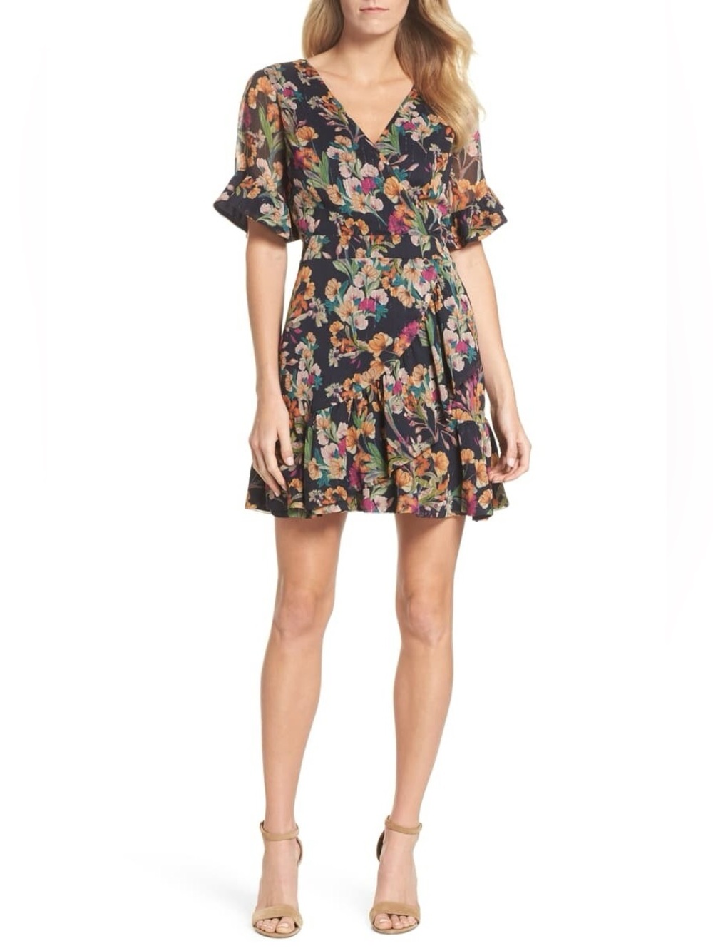 Adelyn Rae 155710 Women's Floral Penelope Ruffle Dress.